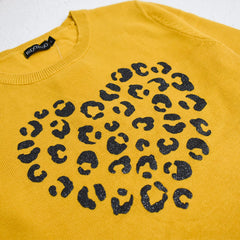 INEXTENSO GIRLS MUSTARD HEART PRINTED JUMPER