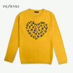 INEXTENSO GIRLS MUSTARD HEART PRINTED JUMPER