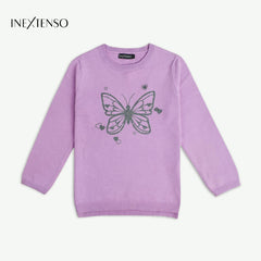 INEXTENSO GIRLS PURPLE BUTTERFLY PRINTED JUMPER