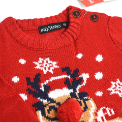 INEXTENSO RED EMBROIDERED DETAILED SWEATER