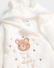 JET IVORY TEDDY TINY BUT MIGHTY FLEECE ROMPER