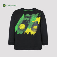 JOHN DEERE BLACK PRINTED LONG SLEEVE T-SHIRT