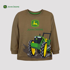 JOHN DEERE BROWN LONG SLEEVE SPLASH T-SHIRT