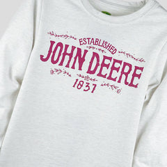 JOHN DEERE ESTABLISHED GIRLS WHITE HEATHER T-SHIRT