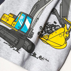 JOHN DEERE GREY-YELLOW PRINTED T-SHIRT