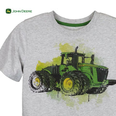 JOHN DEERE HEATHER GREY DIGITAL TRACTOR PRINTED T-SHIRT