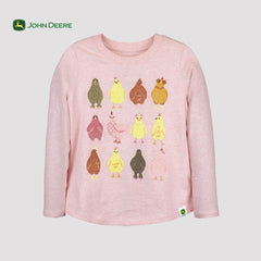 JOHN DEERE LIGHT PINK CHICKEN COOP LONG SLEEVE T-SHIRT