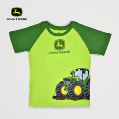 JOHN DEERE LOGO PARROT GREEN RAGLAN T-SHIRT