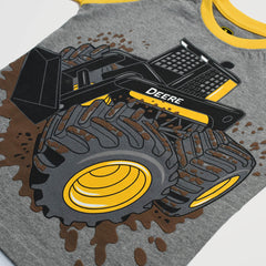JOHN DEERE YELLOW-GRAY TRACTOR PRINT T-SHIRT