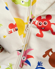 KAPPAHL ANIMAL PRINT HOODED ZIP UP ROMPER