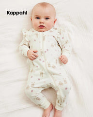 KAPPAHL CREAM BUNNY & STRAWBERRY FRILL ZIP UP ROMPER