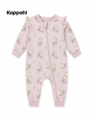 KAPPAHL GIRLS FLORAL BUNNY FRILL ZIP UP ROMPER