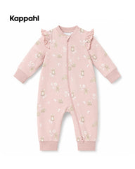 KAPPAHL PINK BUNNY FLORAL FRILL ZIP UP ROMPER