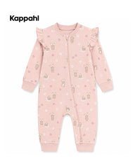 KAPPAHL PINK BUNNY & STRAWBERRY FRILL ZIP UP ROMPER