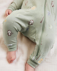 KAPPAHL SAGE GREEN SAFARI ZIP UP ROMPER