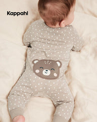 KAPPAHL TAUPE POLKA DOT BEAR ZIP UP ROMPER