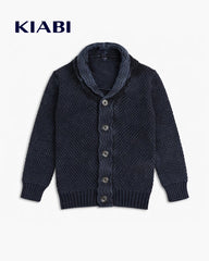 KIABI DARK NAVY CABLE KNIT CARDIGAN
