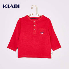 KIABI RED ORGANIC HAPPY TIME T-SHIRT