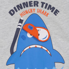 KIKI & KOKO GREY HUNGRY SHARK T-SHIRT
