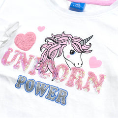 KIKI & KOKO WHITE UNICORN SEQUINED TOP