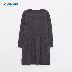 LC WAIKIKI CHARCOAL DOTTED KNITWEAR DRESS