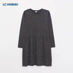 LC WAIKIKI CHARCOAL DOTTED KNITWEAR DRESS