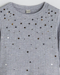 LC WAIKIKI GREY CREW NEXK SEQUINED TOP
