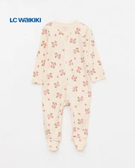 LC WAIKIKI OFF WHITE FLORAL PRINTED COTTON ROMPER