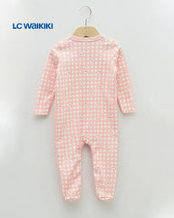 LC WAIKIKI ORANGE PLAID FLORAL LONG SLEEVE ROMPER