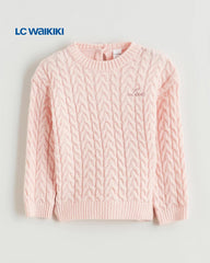 LC WAIKIKI PINK CREW NEXT LONG SLEEVE GIRLS SWEATER