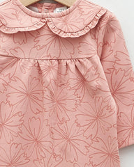 LC WAIKIKI PINK FLORAL PRINTED BEBE COLLAR ROMPER