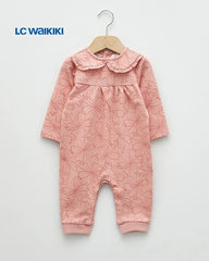 LC WAIKIKI PINK FLORAL PRINTED BEBE COLLAR ROMPER