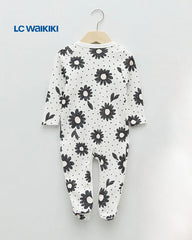 LC WAIKIKI WHITE FLORAL PRINTED LONG SLEEVE ROMPER