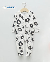 LC WAIKIKI WHITE FLORAL PRINTED LONG SLEEVE ROMPER