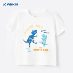 LC WAIKIKI WHITE KARATE DAD PRINTED T-SHIRT