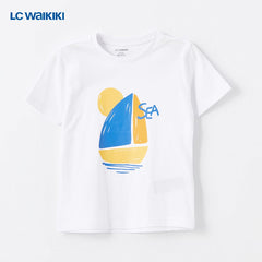 LC WAIKIKI WHITE SEA PRINTED T-SHIRT