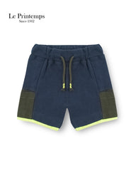 LE PRINTEMPS BLUE JERSEY CONTARSTING POCKET SHORTS