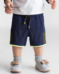 LE PRINTEMPS BLUE JERSEY CONTARSTING POCKET SHORTS