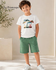 LE PRINTEMPS FEEL YOU FREE T-SHIIRT WITH SHORTS 2 PCS SET