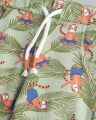 LE PRINTEMPS GREEN TIGER PRINTED COTTON TROUSER