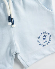 LE PRINTEMPS SKY BLUE PALM ISLAND SHORTS