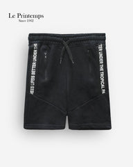 LE PRINTEMPS BLACK TROPICAL PALM TREE SHORT