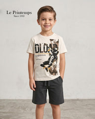 LE PRINTTEMPS STREET MOTION GRAPHIC T-SHIRT WITH SHORT 2 PCS SET