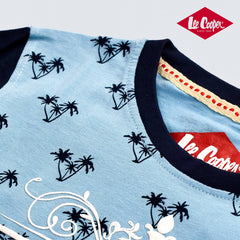 LEE COOPER OVERALL PRINTED SKY BLUE T-SHIRT