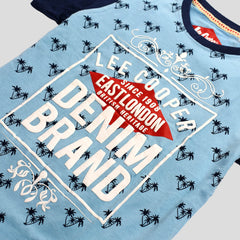 LEE COOPER OVERALL PRINTED SKY BLUE T-SHIRT