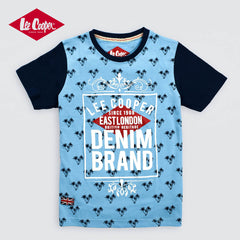 LEE COOPER OVERALL PRINTED SKY BLUE T-SHIRT