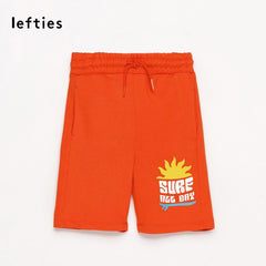 LEFTIES BRIGHT ORANGE SURF PRINTED FLEECE BERMUDA SHORTS