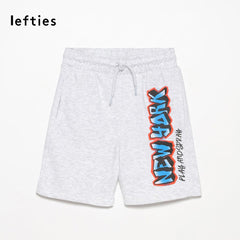 LEFTIES LIGHT GREY NEW YORK PRINTED FLEECE BERMUDA SHORTS