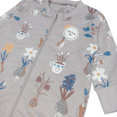 LINDEX BROWN PRINTED ZIPPED ROMPER