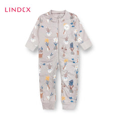 LINDEX BROWN PRINTED ZIPPED ROMPER